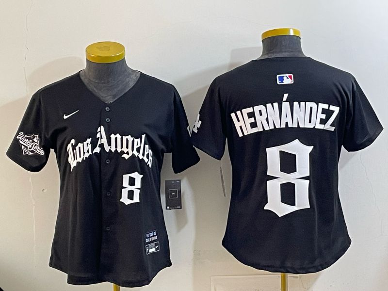 Youth Los Angeles Dodgers #8 Hernandez Black 5th Jointly Name 2026 Nike MLB Jersey style 05